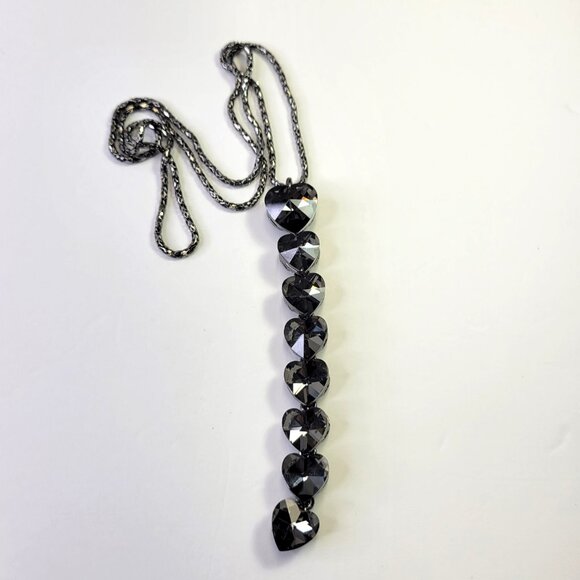 Crystal Heart Shape Pendants Necklace Long Statement Heart shape Necklace - Picture 9 of 14